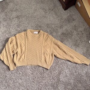 Cozy Cable Knit Sweater - Beige